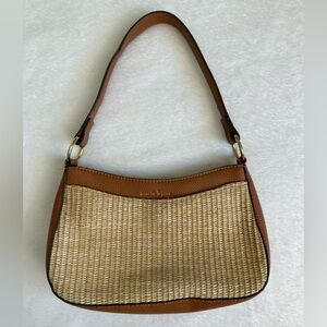 Nanette Lepore Tan straw Woven Shoulder Bag